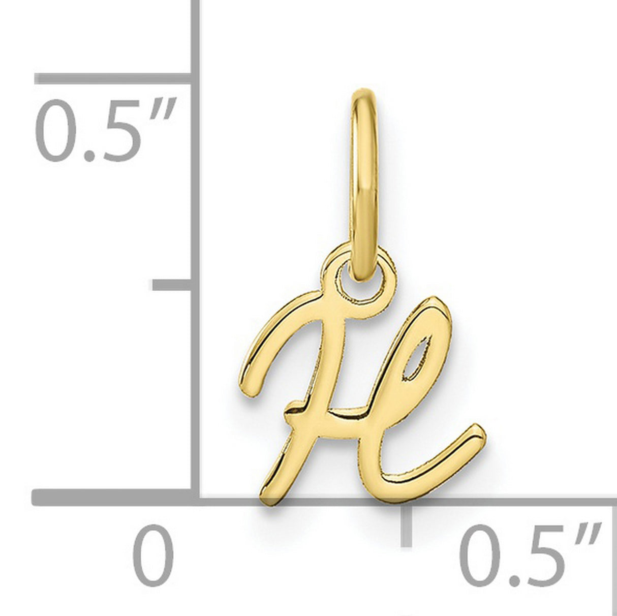 10k Yellow Gold Initial Pendant, Cursive Letter H Monogram Charm for Women