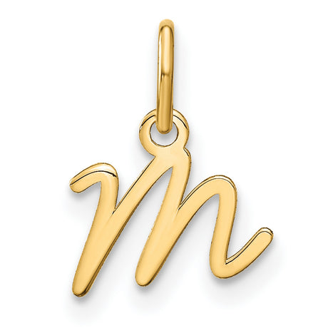 Upper case Letter M Initial Charm Pendant in Real 10k Yellow Gold
