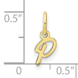 10k Yellow Gold Pendant, Lowercase Letter P Script Charm for Women