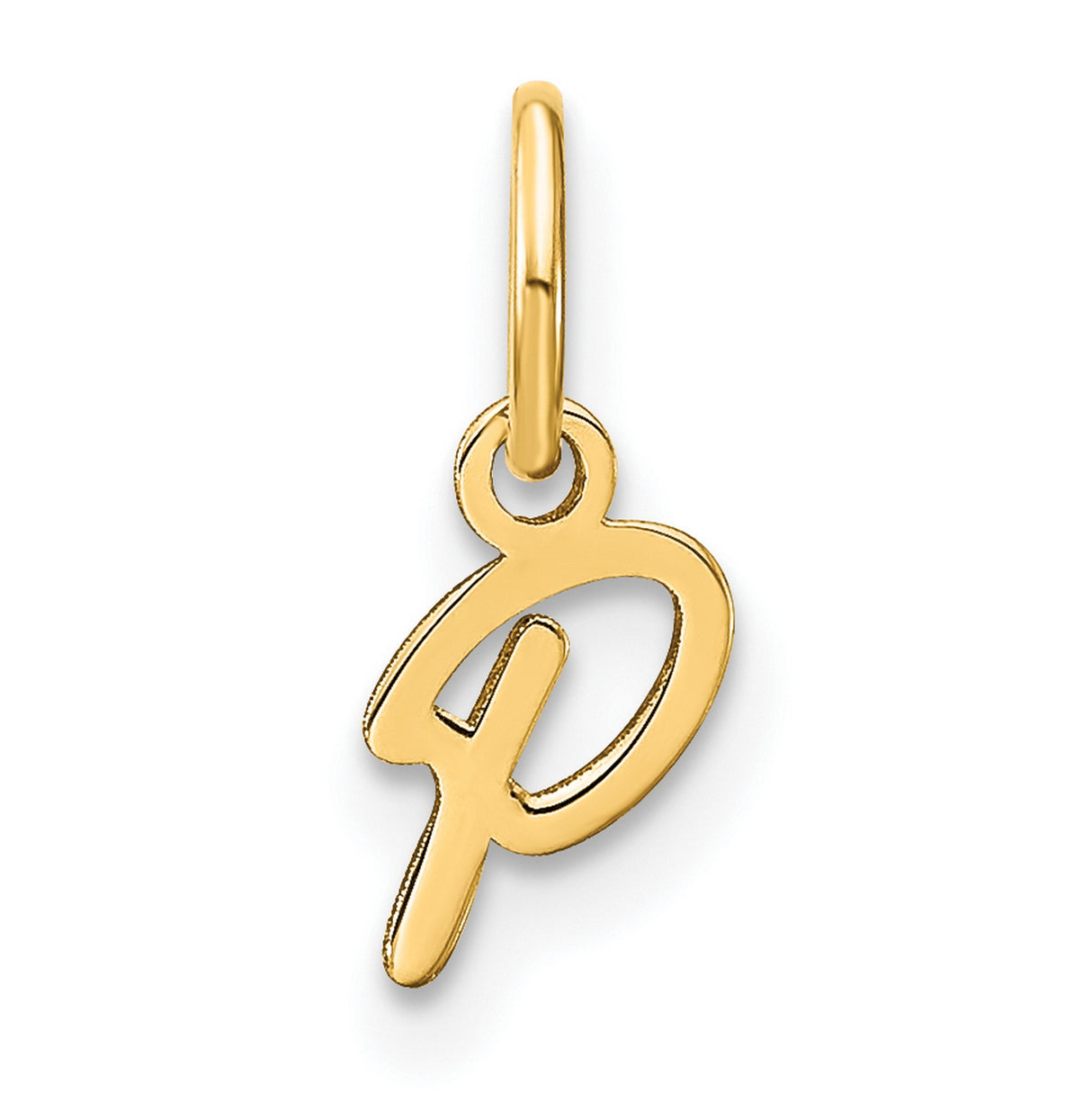 10k Yellow Gold Pendant, Lowercase Letter P Script Charm for Women