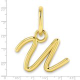 10k Yellow Gold Initial U Pendant, Polished Script Letter Charm for Women and Unisex Wear