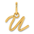 10k Yellow Gold Initial U Pendant, Polished Script Letter Charm for Women and Unisex Wear