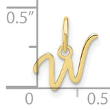 10k Yellow Gold Initial Pendant Charm W, Script Letter Design for Women or Unisex Wear