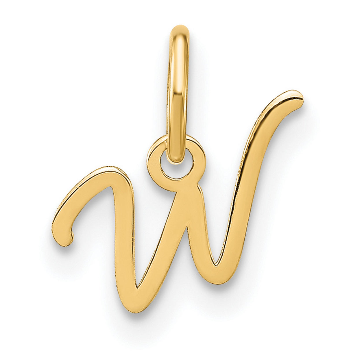 10k Yellow Gold Initial Pendant Charm W, Script Letter Design for Women or Unisex Wear