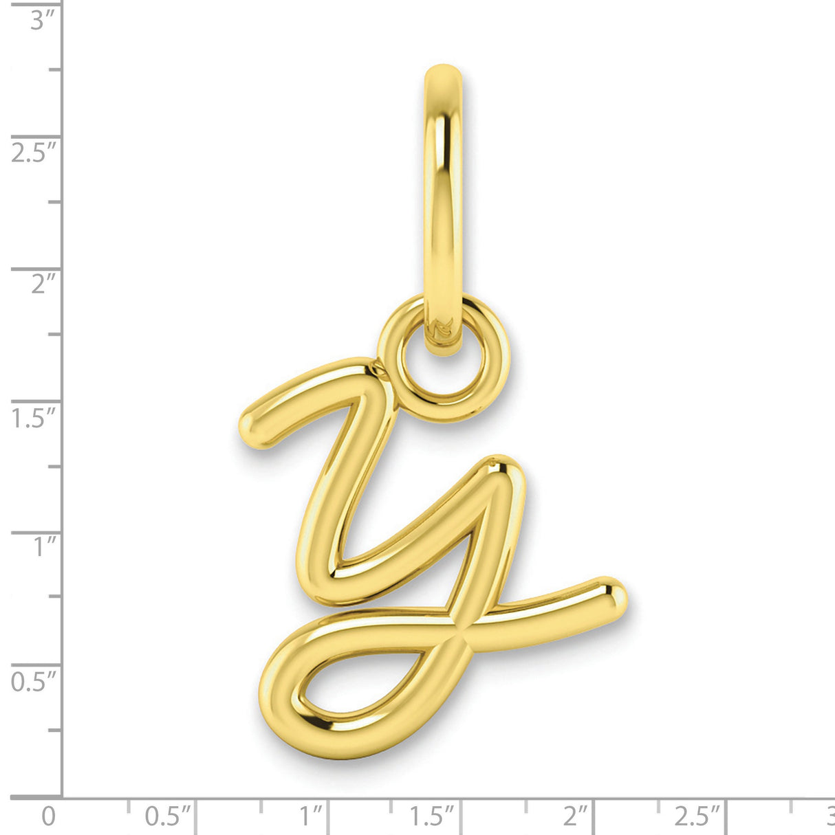 10k Yellow Gold Initial Y Pendant, Script Letter Design, Polished Finish, Unisex Jewelry