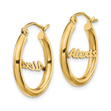 10k Yellow Gold Hoop Earrings with Personalized Script Name Alexis, Urban Fashion Jewelry