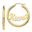 10k Yellow Gold Hoop Earrings with Custom Nameplate, Kiara Script Font