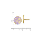 10k Yellow Gold Monogram Stud Earrings with Lavender Enamel, Script Initial Design