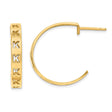 10k Yellow Gold Hoop Earrings with Cutout Letter K Design, Lightweight Brushed Initial Style