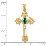 10k Yellow Gold Cross Pendant with Mount St. Helens Gemstone, Vintage Inspired Openwork Design