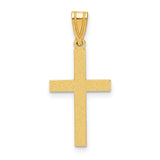 10k Yellow Gold Cross Pendant with Brushed Finish and Beveled Edge