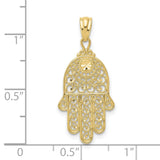 10k Yellow Gold Hamsa Hand Pendant with Starburst and Filigree Design, Spiritual Amulet Jewelry