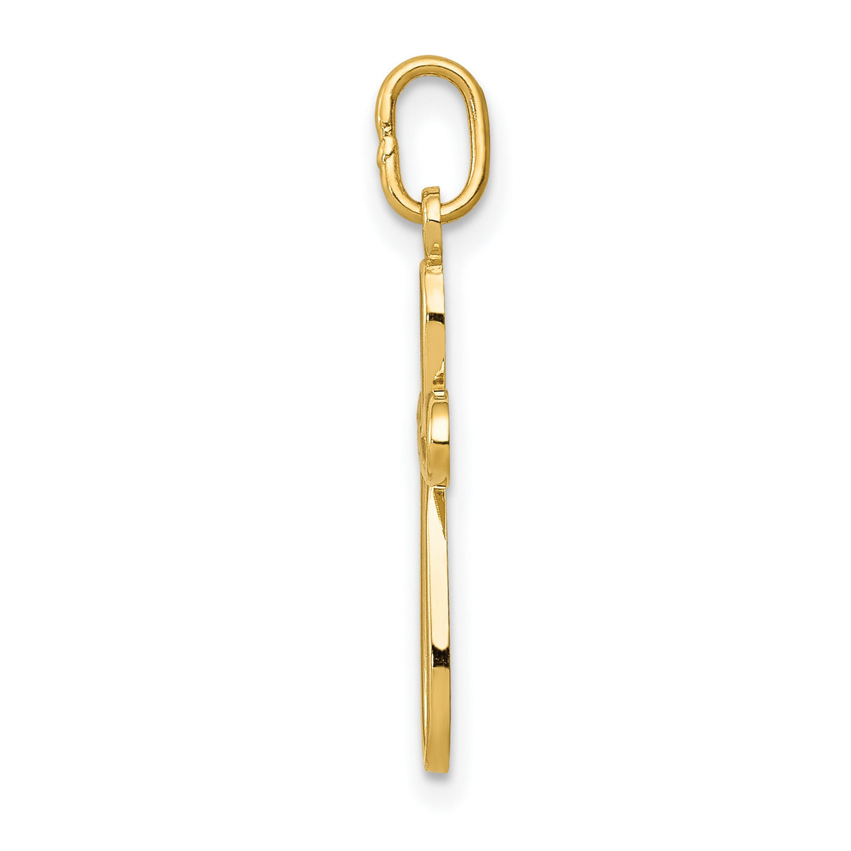10k Yellow Gold Cross Pendant with Openwork Design and Polished Finish for Men and Women