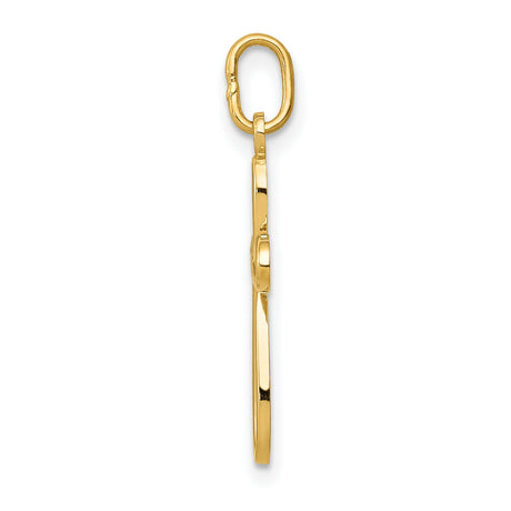 10k Yellow Gold Cross Pendant with Openwork Design and Polished Finish for Men and Women