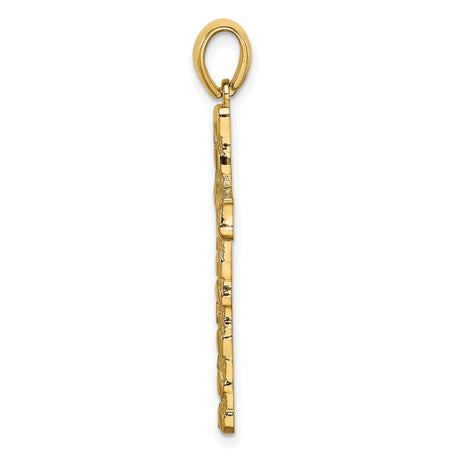 10k Yellow Gold Cross Pendant with Nugget Texture and Polished Bail