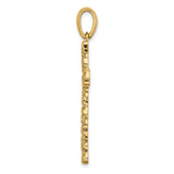 10k Yellow Gold Cross Pendant, Nugget Style with Textured Finish, Unisex Religious Charm