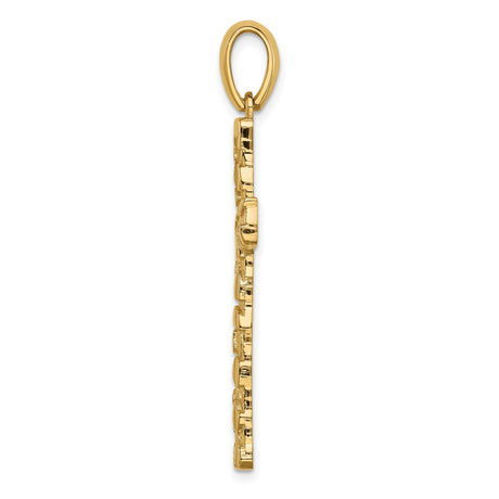 10k Yellow Gold Cross Pendant, Nugget Style with Textured Finish, Unisex Religious Charm