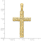 10k Yellow Gold Cross Pendant, Nugget Style with Textured Finish, Unisex Religious Charm