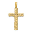 10k Yellow Gold Cross Pendant, Nugget Style with Textured Finish, Unisex Religious Charm