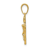 10k Yellow Gold Crucifix Cross Pendant, INRI Religious Charm for Men and Women