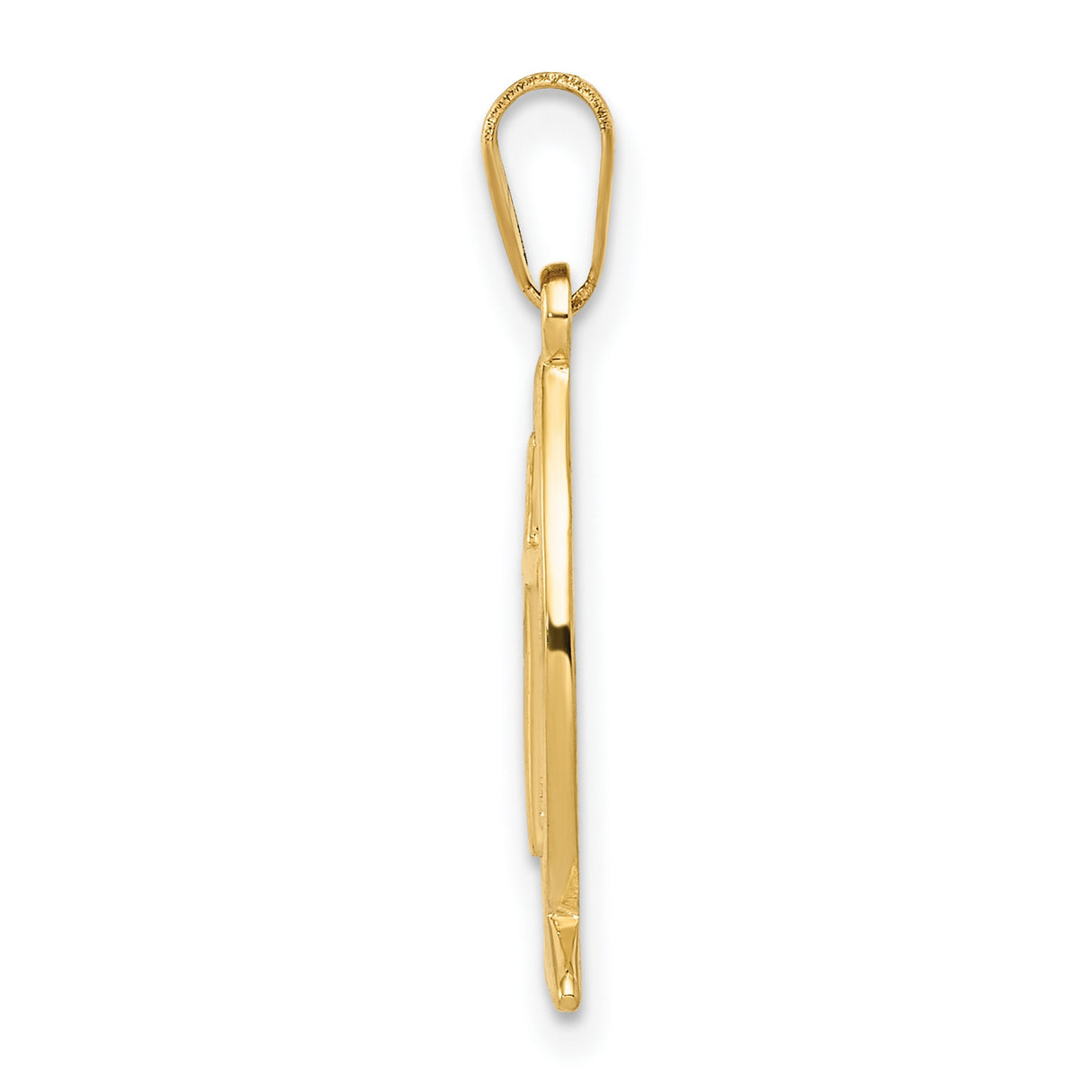 10k Yellow Gold Ichthys Fish Pendant with Cross Symbol, Christian Religious Charm