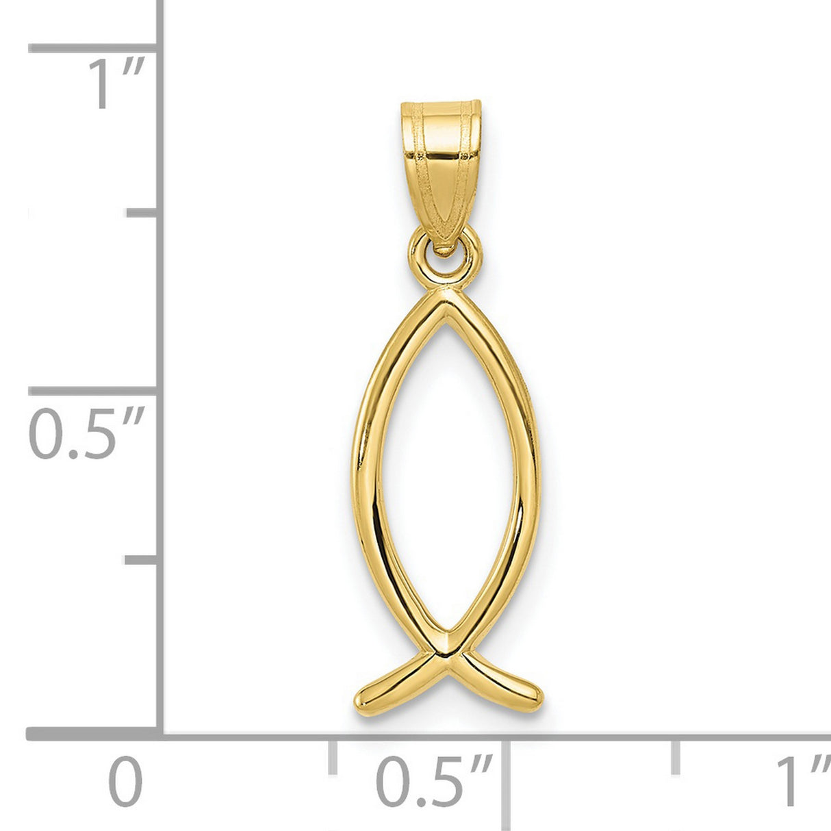 10k Yellow Gold Ichthys Fish Pendant, Open Christian Symbol Design, Jesus Faith Charm