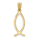 10k Yellow Gold Ichthys Fish Pendant, Minimalist Christian Symbol for Women and Unisex Wear