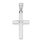 10k White Gold Cross Pendant with Mirror Shine Finish, Sleek Modern Style for Men and Women
