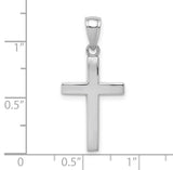 10k White Gold Cross Pendant with Mirror Shine Finish, Sleek Modern Style for Men and Women