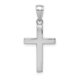 10k White Gold Cross Pendant with Mirror Shine Finish, Sleek Modern Style for Men and Women