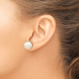 10k White Gold Stud Earrings with White Cultured Pearls, Classic Minimalist Design for Women