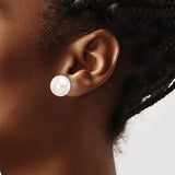 10k White Gold Stud Earrings with Round Cultured Pearls, Classic Minimalist Design for Women