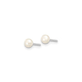 10k White Gold Stud Earrings with Freshwater Cultured Pearls, Classic Minimalist Design for Women