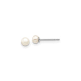 10k White Gold Stud Earrings with Freshwater Cultured Pearls, Classic Minimalist Design for Women
