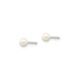 10k White Gold Stud Earrings with Round Cultured Pearls, Classic Bridal Style