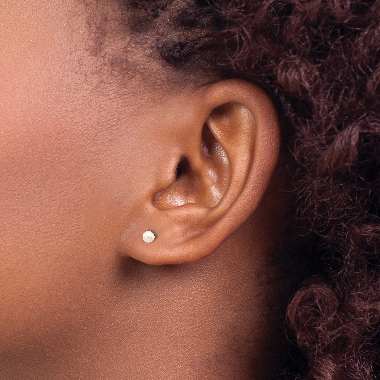 10k White Gold Stud Earrings with Round Cultured Pearls, Classic Bridal Style