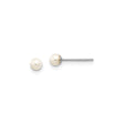 10k White Gold Stud Earrings with Round Cultured Pearls, Classic Bridal Style
