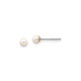 10k White Gold Stud Earrings with Round Cultured Pearls, Classic Bridal Style