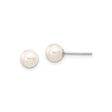 10k White Gold Stud Earrings with Round White Cultured Pearls, Classic Minimalist Style