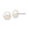 10k White Gold Pearl Stud Earrings, Classic Round Design for Women