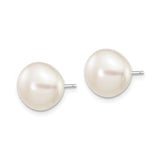 10k White Gold Stud Earrings with Cultured Freshwater Pearls, Classic Bridal Style