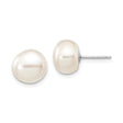 10k White Gold Stud Earrings with Cultured Freshwater Pearls, Classic Bridal Style