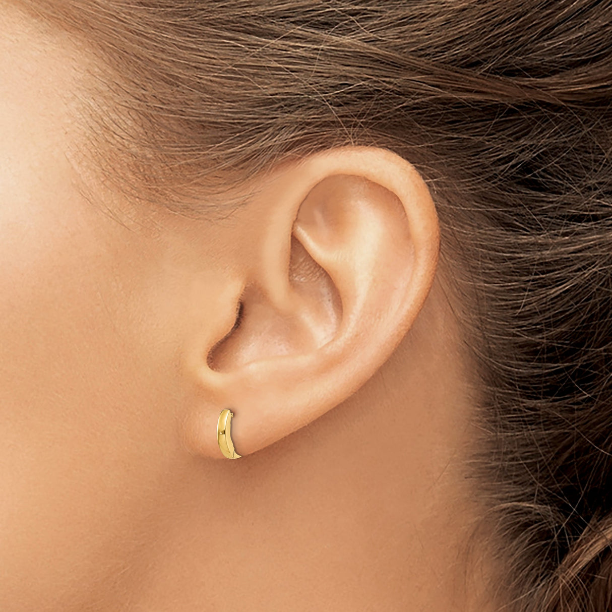 10k Yellow Gold Small Hoop Earrings, Polished Minimalist Design, Hinged Closure, Unisex