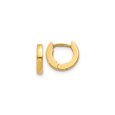 10k Yellow Gold Small Hoop Earrings, Polished Minimalist Design, Hinged Closure, Unisex