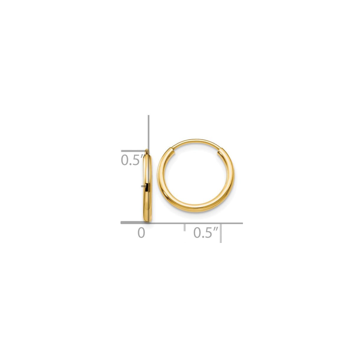 10k Yellow Gold Hoop Earrings, Classic Polished Round Hoops, Lightweight Minimalist Design
