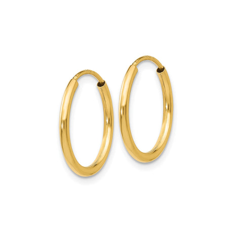 10k Yellow Gold Hoop Earrings, Classic Polished Endless Hoops, Lightweight Minimalist Design for Women