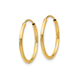 10k Yellow Gold Hoop Earrings, Classic Polished Round Endless Design, Lightweight and Sleek Style