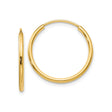 10k Yellow Gold Hoop Earrings, Classic Polished Round Endless Design, Lightweight and Sleek Style