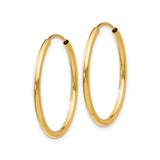 10k Yellow Gold Hoop Earrings, Polished Endless Round Hoops, Minimalist Lightweight Design for Women