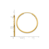 10k Yellow Gold Hoop Earrings, Classic Round Endless Design, Polished and Lightweight
